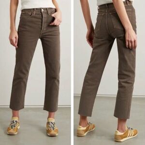 Re/Done Ultra High Rise 70s Stovepipe Jeans in Chocolate Brown